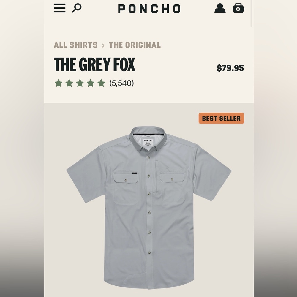 Poncho Men's Gray Casual Button Down Shirt